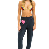 Aviator Nation - Glitter Heart Sweatpants - Charcoal / Neon Pink