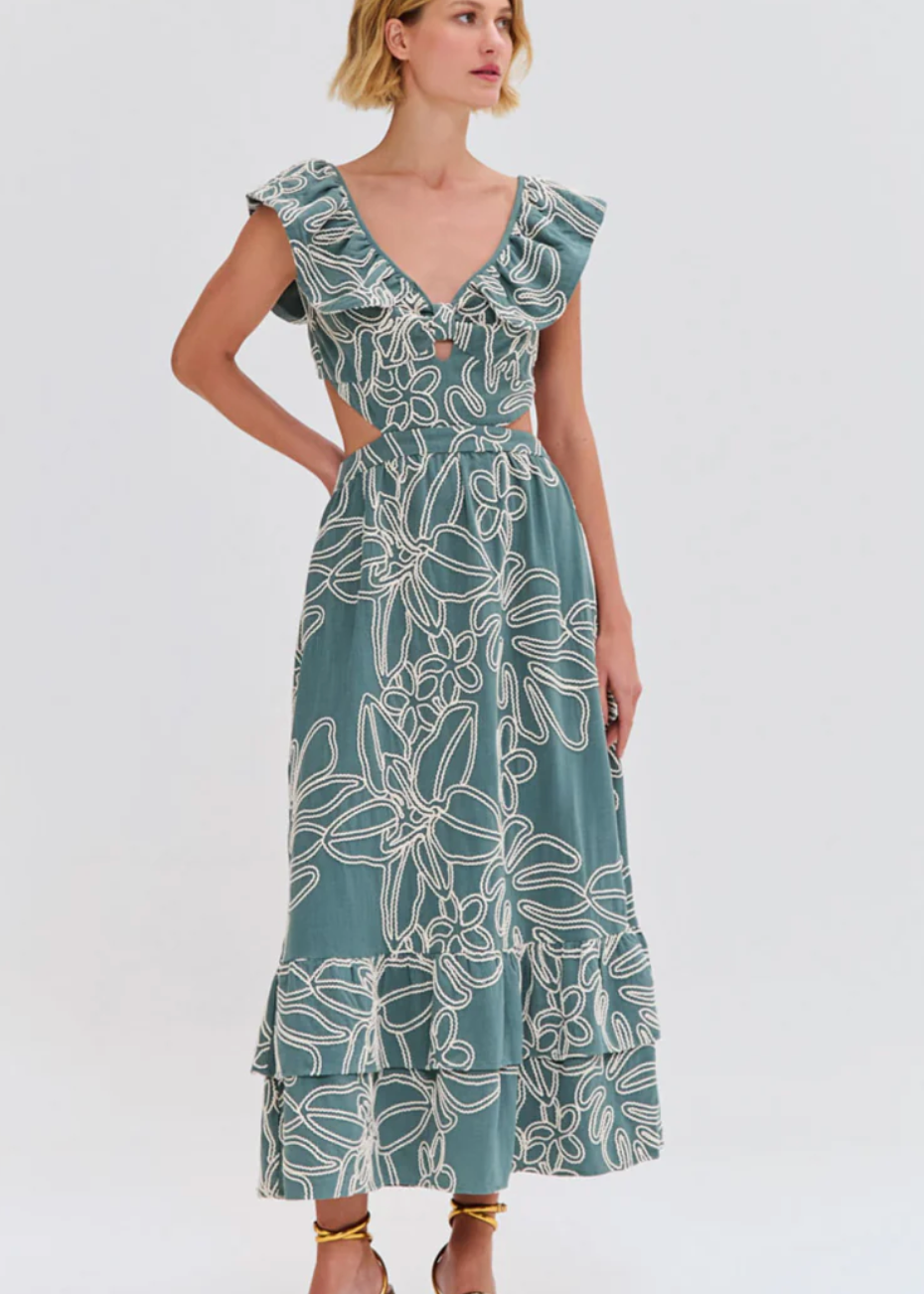green patbo midi dress