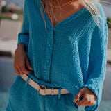 Sunday Saint-Tropez - Babylon Linen Top - Turquoise