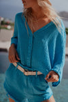 Sunday Saint-Tropez - Babylon Linen Top - Turquoise