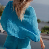 Sunday Saint-Tropez - Babylon Linen Top - Turquoise