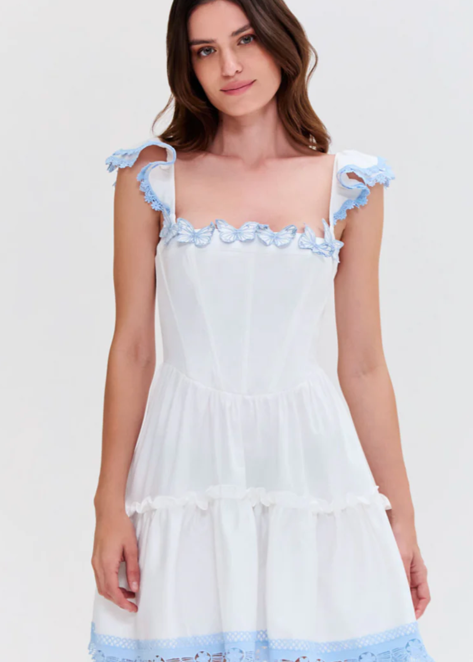 Flutter Poplin Mini Dress off white