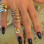 Calla lily wavy ring in gold brass finish

