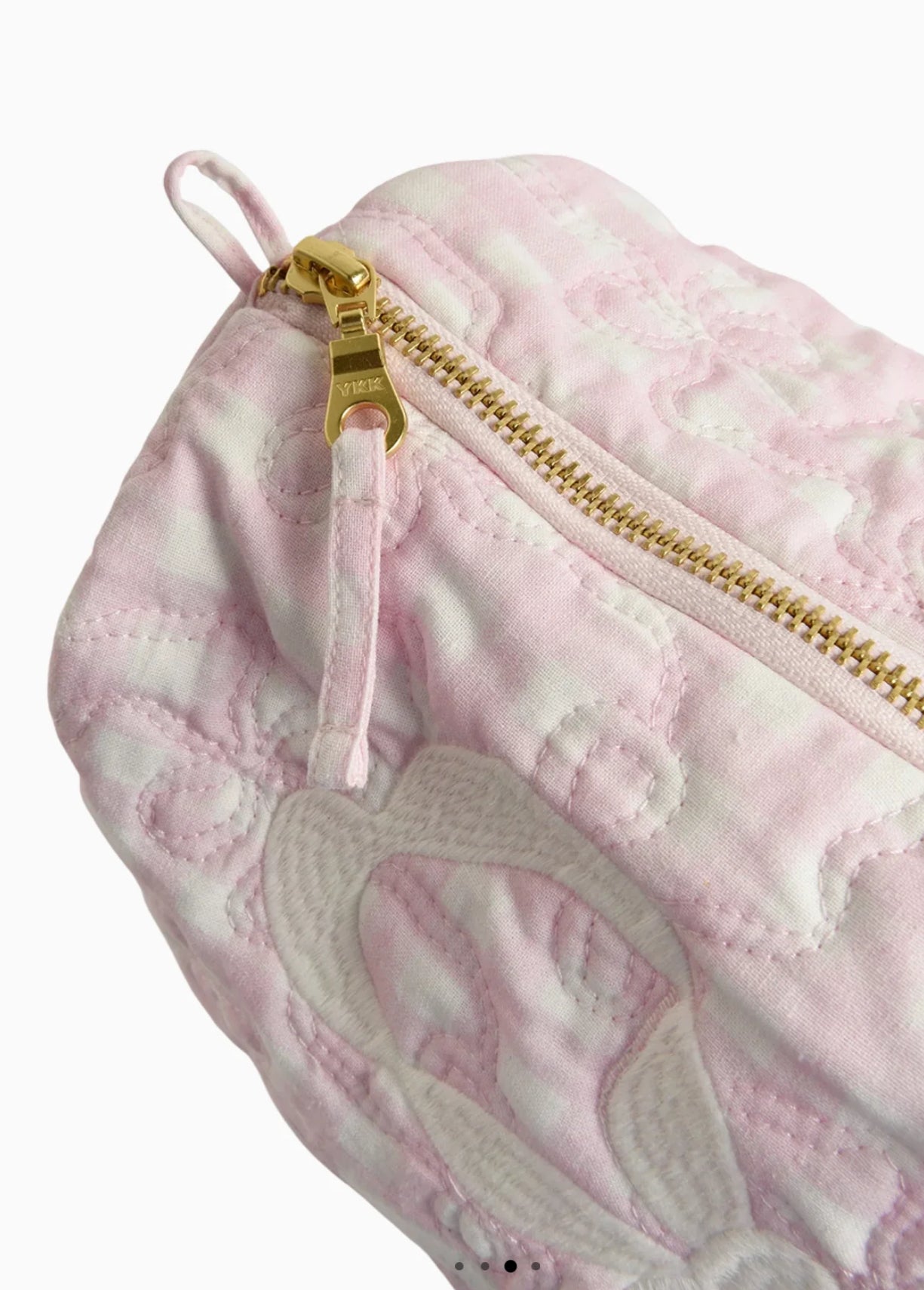 Pink and white cosmetic pouch 