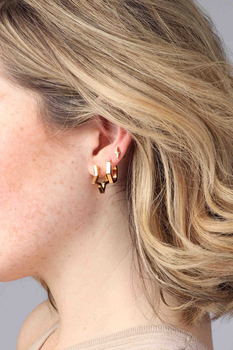 Marrin Costello Jewelry - Hex 20mm Huggies - Gold