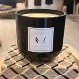 Black 6” x 6” 4 wick candle cabana fragrance 