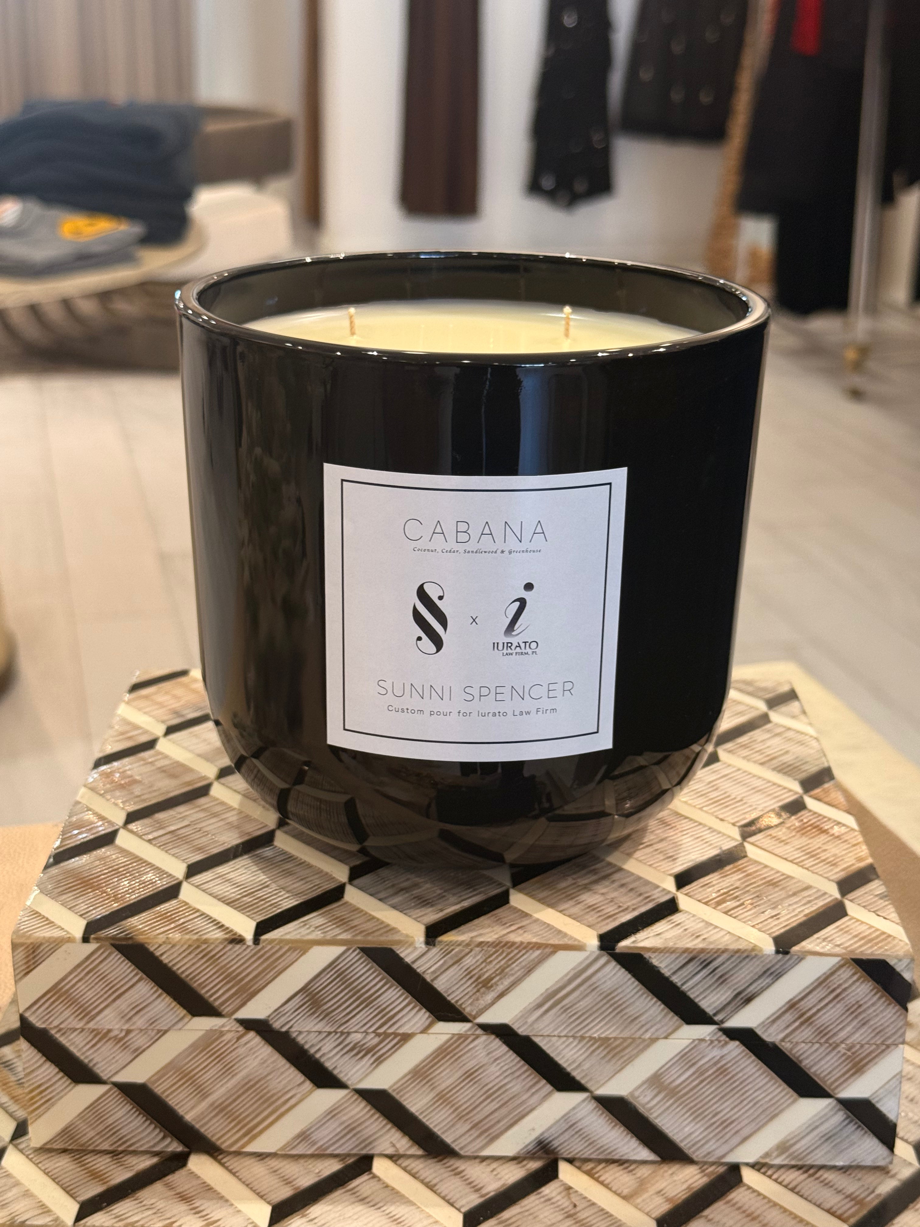 Black 6” x 6” 4 wick candle cabana fragrance 