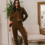 Aviator Nation - Bolt Cropped Crew - Chocolate / White Neon
