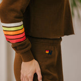 Aviator Nation - Bolt Cropped Crew - Chocolate / White Neon