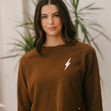 Aviator Nation - Bolt Cropped Crew - Chocolate / White Neon