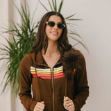 Aviator Nation - 5 Stripe Hoodie - Chocolate / White Neon
