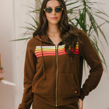 Aviator Nation - 5 Stripe Hoodie - Chocolate / White Neon