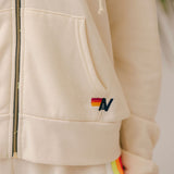 Aviator Nation - 5 Stripe Hoodie - Vintage White / Neon