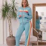 Aviator Nation - 5 Stripe Sweatpants - Aqua / White Neon