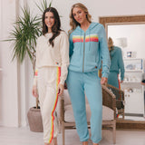 Aviator Nation - 5 Stripe Hoodie - Aqua / White Neon