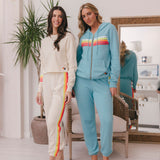 Aviator Nation - 5 Stripe Sweatpants - Aqua / White Neon