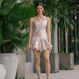 PatBO - Petal Jacquard Mini Dress - Pink