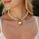 Hart - Pearl Necklace with Large Heart Charm