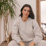 LoveShackFancy - Elma Lace Bow Sweatpants - Heather Grey