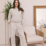 LoveShackFancy - Elma Lace Bow Sweatpants - Heather Grey