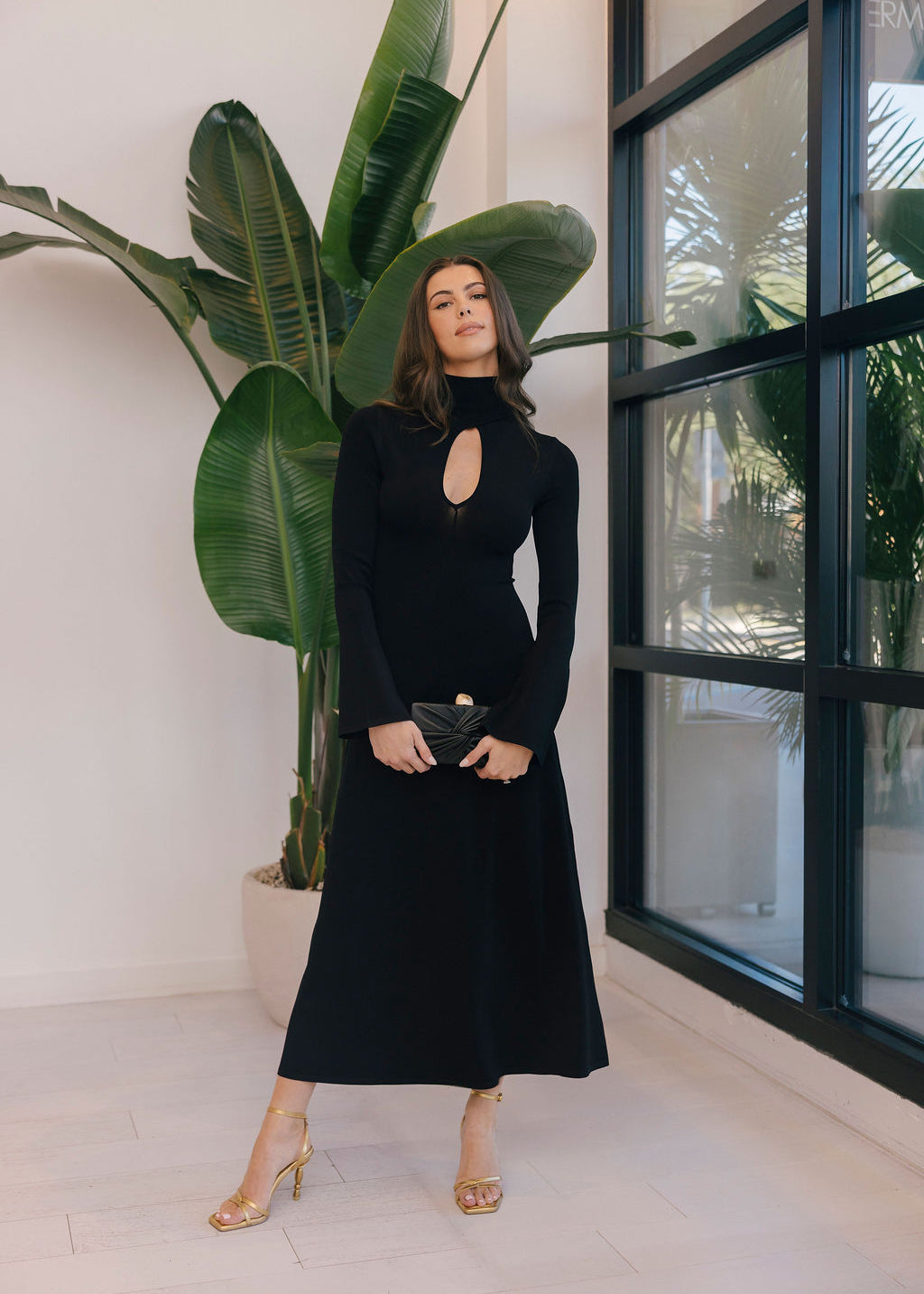 cult gaia long sleeve dress COLETTA KNIT DRESS
