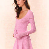 LoveShackFancy - Lavender Pointelle Knit Mini Dress - Rose Clay