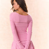 LoveShackFancy - Lavender Pointelle Knit Mini Dress - Rose Clay