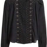 LoveShackFancy - Mildrene Rhinestone-Studded Blouse - Black
