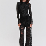 PatBO - Metallic Lace Flare Pant - Black