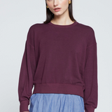 Stateside - Softest Fleece Cropped Pleated Pullover - Cherry Liquor