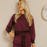 Stateside - Softest Fleece Cropped Pleated Pullover - Cherry Liquor