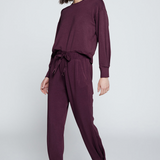 Stateside - Softest Fleece Cropped Pleated Pullover - Cherry Liquor