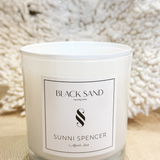 Sunni Spencer - Classic Black Sand Candle - White