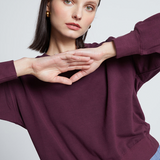 Stateside - Softest Fleece Cropped Pleated Pullover - Cherry Liquor
