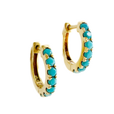 Rebecca Pinto Jewelry - Turquoise Huggies - 14K Gold