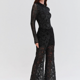 PatBO - Metallic Lace Flare Pant - Black