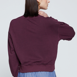 Stateside - Softest Fleece Cropped Pleated Pullover - Cherry Liquor