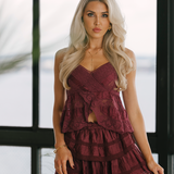 LoveShackFancy - Ruffle Mini Skirt - Oxblood