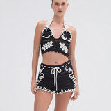 PatBO - Poppy Crochet Flower Short - Black/White