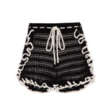 PatBO - Poppy Crochet Flower Short - Black/White