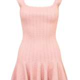 LoveShackFancy - Maryanne Crystal Knit Mini Dress - Pink Champagne