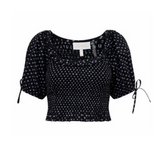 LoveShackFancy - Molly Cotton Bow Puff Sleeve Top - Midnight Snowfall