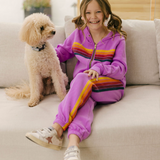 Aviator Nation - Kids 5 Stripe Sweatpants - Neon Purple