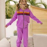 Aviator Nation - Kids 5 Stripe Hoodie - Neon Purple