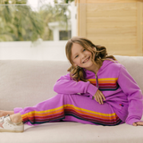 Aviator Nation - Kids 5 Stripe Hoodie - Neon Purple