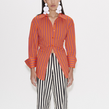 SIMONMILLER - Loch Poplin Button Up - Hibiscus/Tangerine Stripe