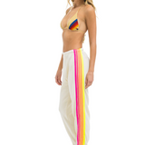 Aviator Nation - 5 Stripe Women's Sweatpants - Vintage White + Neon