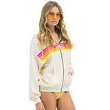 Aviator Nation - 5 Stripe Hoodie - Vintage White / Neon