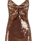 PatBO - Sequin Butterfly Mini Dress - Brown