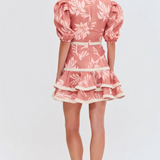 PatBO - Artichoke Puff Sleeve Mini Dress - Beige